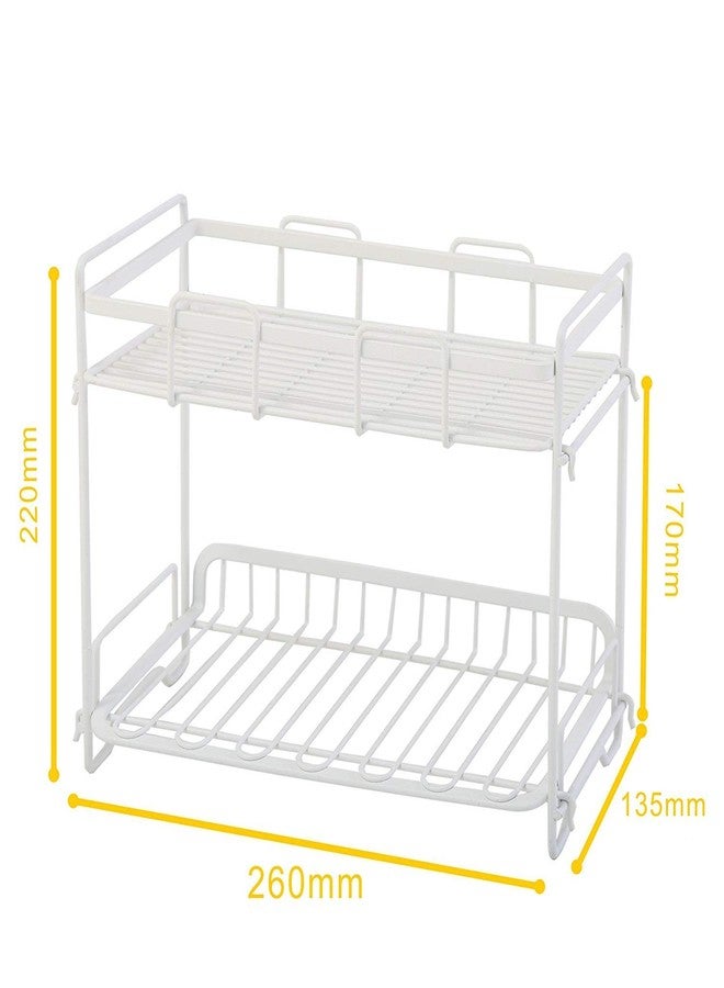 INDIAN DECOR Metal Rack, 2 Tier, White - Image 2